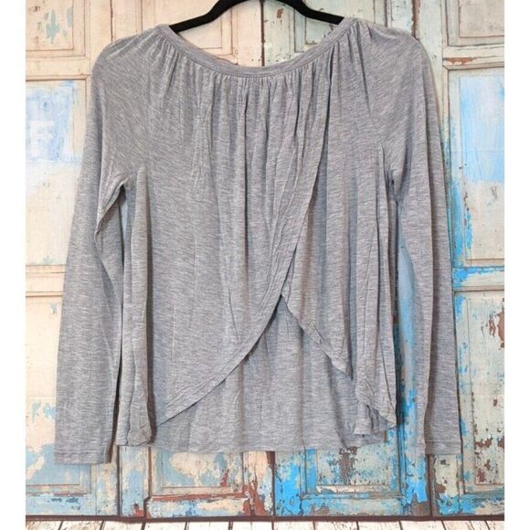 Lamade Womens Size Small Gray Long Sleeve Round Neck Open Back Pullover Top - Picture 2 of 8
